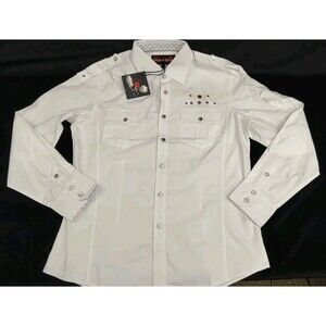 House of Lords Shirt Men M Button Up Long Sleeve Embroidery Rematch Design